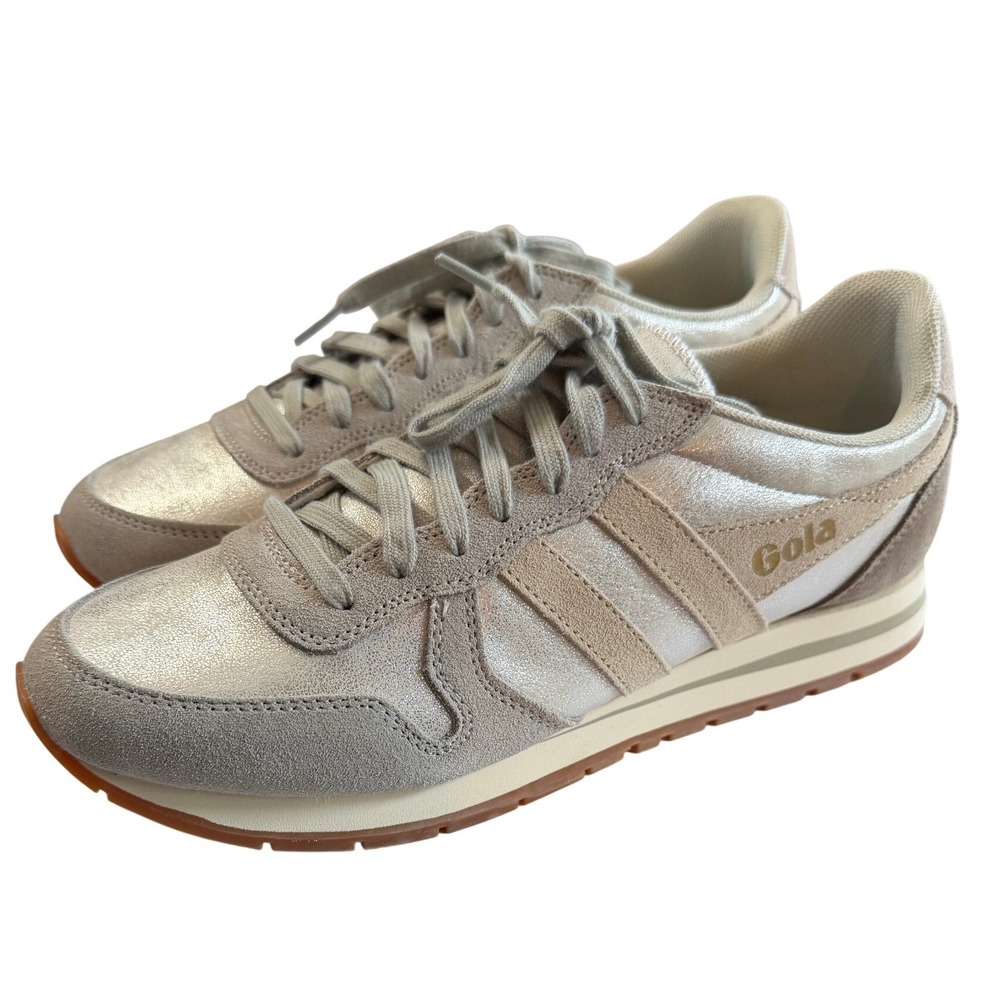 Gola Daytona Blaze Sneakers Women 9 Silver Metallic Suede Retro Jogger